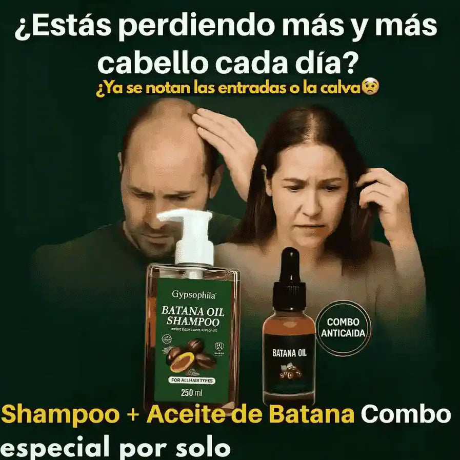 SHAMPOO BATANA 250ml +SERUM BATANA OIL 15ml™ ⭐⭐⭐⭐⭐Con Romero y Argán.