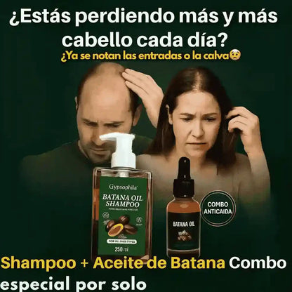SHAMPOO BATANA 250ml +SERUM BATANA OIL 15ml™ ⭐⭐⭐⭐⭐Con Romero y Argán.